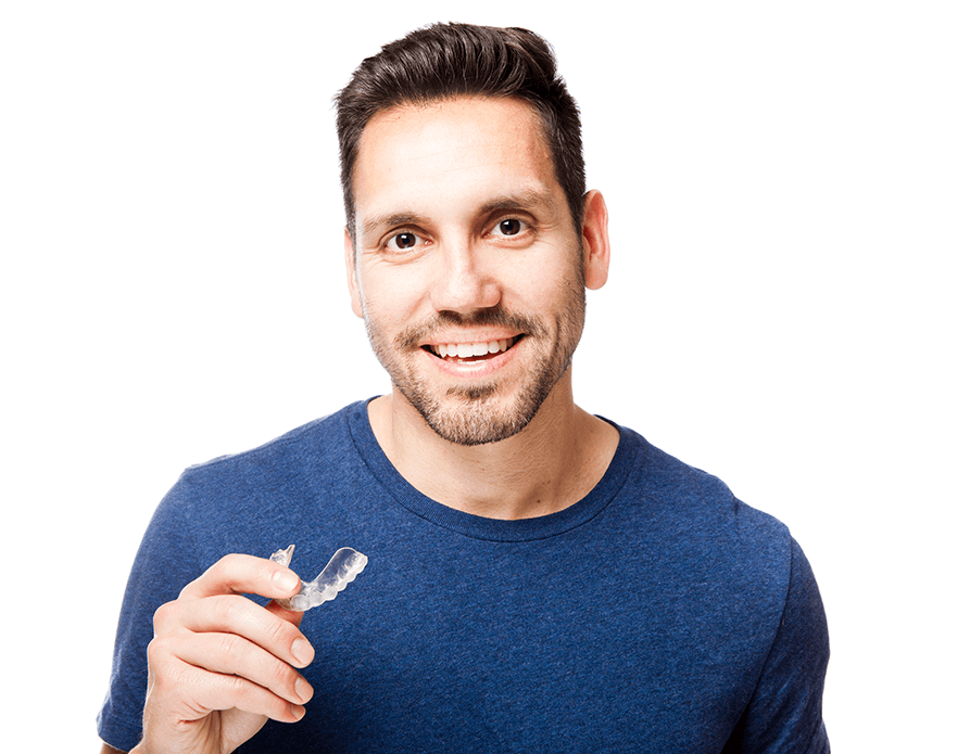 man with invisalign clear aligner