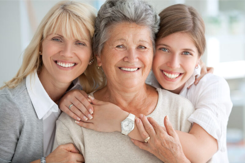 3 generations of women: grandma, mom, and daughter