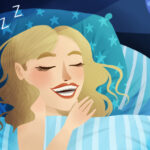 woman sleeping with custom night guard to protect her smile