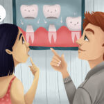woman considering a dental crown, a type of restorative dentistry to save her natural tooth